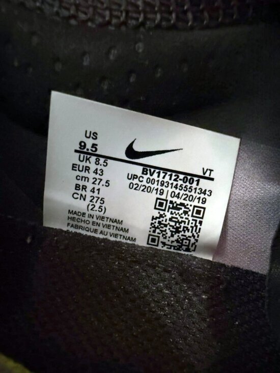 Nike Air VaporMax 2019 BV1712-001 Black Volt Gray Running Shoes Sneakers Men 9.5